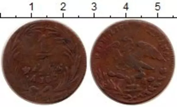 Монета 1/4 реала Мексики 1833 года Медь