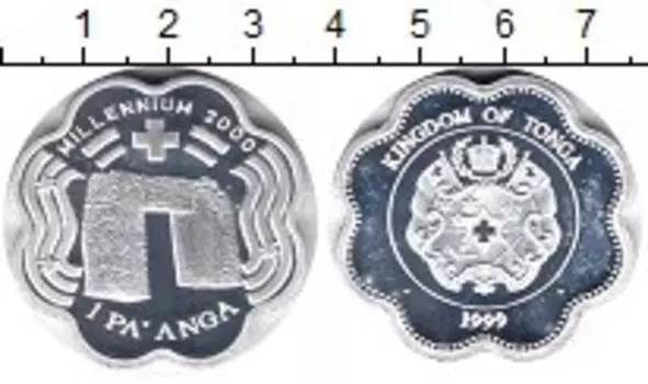 Монета паанга Тонги 1999 года Серебро Милленниум