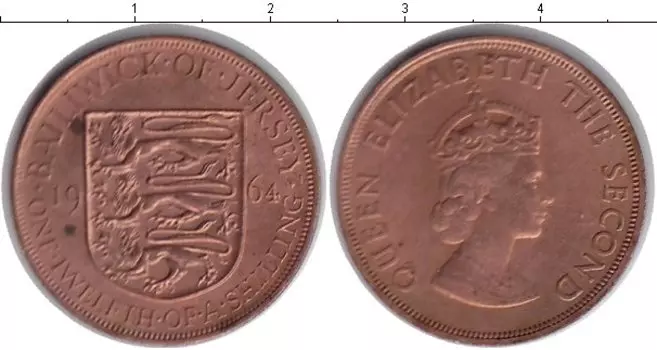 Монета 1/12 шиллинга Острова Джерси 1964 года Медь Елизавета II