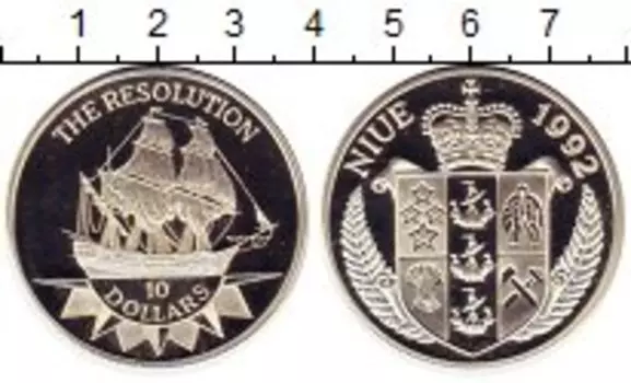 Монета 10 долларов Ниуэ 1992 года Серебро Корабль