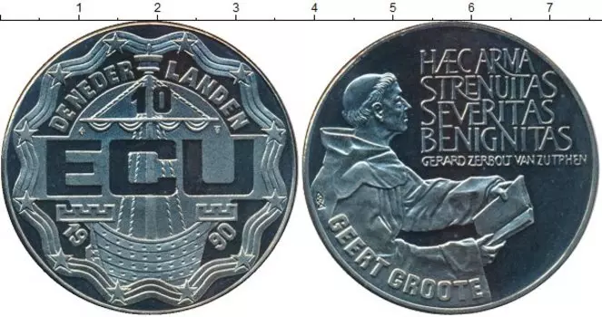 Монета 10 экю Нидерланд 1990 года Медно-никель UNUSUAL, Гроот Гирт