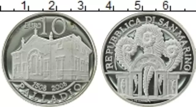 Монета 10 евро Сан-Марино 2008 года Серебро