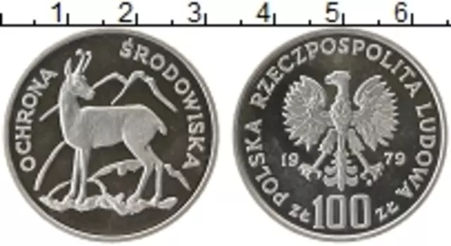 Монета 100 злотых Польши 1979 года Серебро Охрана животного мира