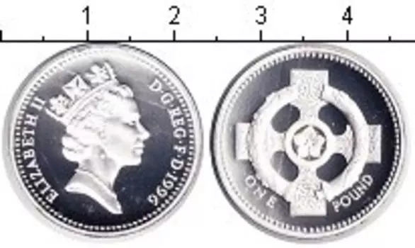 Монета фунт Англии 1996 года Серебро Елизавета II