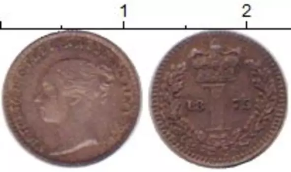 Монета пенни Англии 1875 года Серебро Виктория