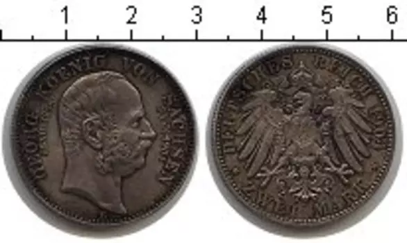 Монета 2 марки Саксонии 1904 года Серебро Посмертные