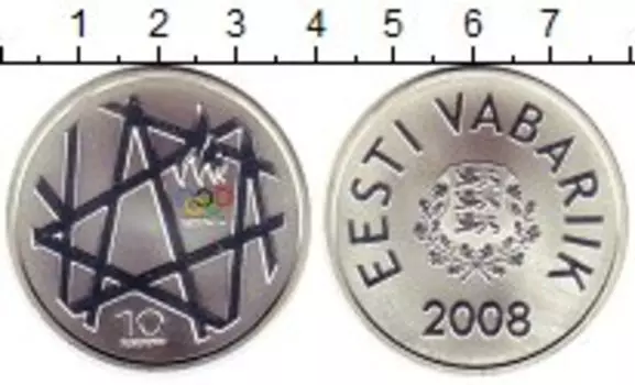 Монета 10 крон Эстонии 2008 года Серебро Олимпийские игры