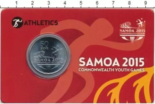 Набор монет 50 сене Самоа 2015 года Медно-никель 5-е Юношеские игры содружества