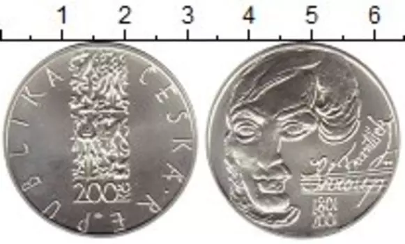 Монета 200 крон Чехии 2001 года Серебро 200 лет со дня рождения Франтишека Шкроупа