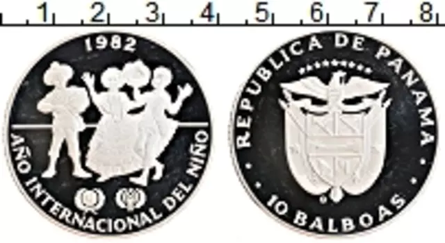 Монета 10 бальбоа Панамы 1982 года Серебро