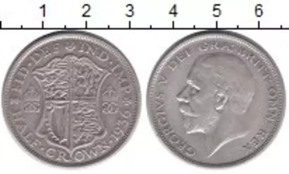 Монета 1/2 кроны Англии 1936 года Серебро Георг V