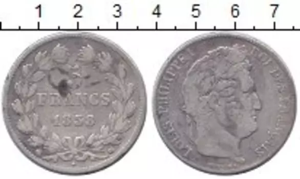 Монета 5 франков Франции 1838 года Серебро Луи Филипп I