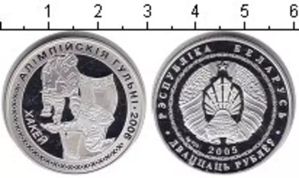Монета 20 рублей Беларуси 2005 года Серебро Олимпийские игры 2006