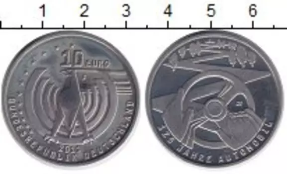 Монета 10 евро ФРГ 2011 года Серебро 125 лет автомобилю