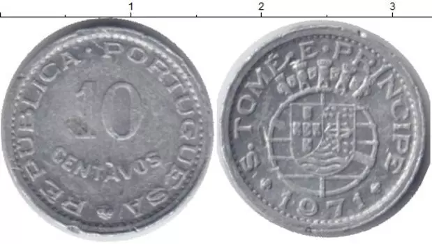 Монета 10 сентаво Сан-Томе и Принсипи 1971 года Алюминий Протекторат Португалии