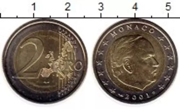 Монета 2 евро Монако 2001 года Биметалл