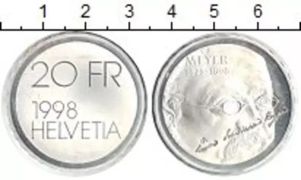 Монета 20 франков Швейцарии 1998 года Серебро Мейер