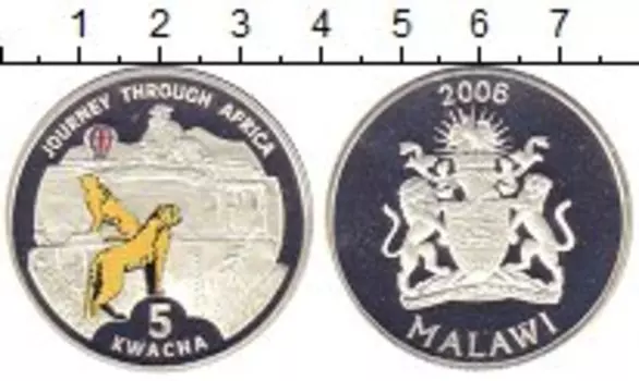 Монета 5 квач Малави 2006 года Серебро Путешествие по Африке