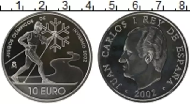 Монета 10 евро Испании 2002 года Серебро Зимние олимпийские игры