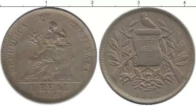 Монета реал Гватемалы 1912 года Медно-никель