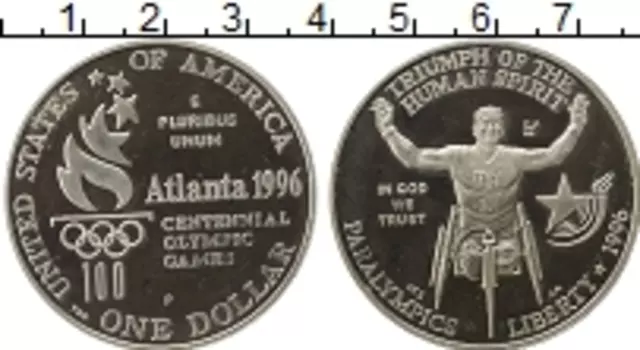 Монета доллар Америки 1999 года Серебро Паралимпийские игры, Гонки колясочников