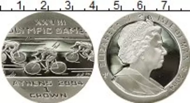 Монета крона Острова Мэн 2004 года Серебро Елизавета II
