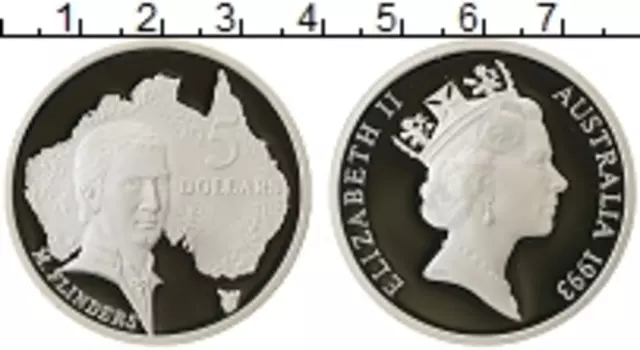 Монета 5 долларов Австралии 1993 года Серебро Елизавета II
