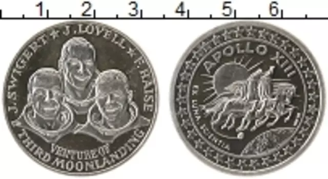 Монета Жетон Америки Серебро 3 - я лунная экспедиция