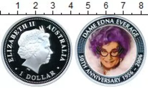 Монета доллар Австралии 2006 года Серебро 50 лет Дама Эдна Эвередж