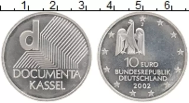 Монета 10 евро Германии 2002 года Серебро Выставка documenta в Касселе