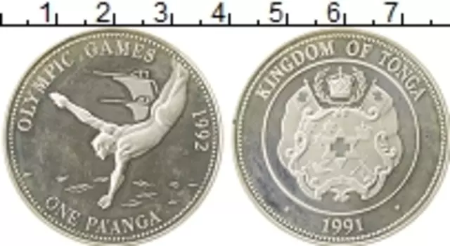 Монета паанга Тонги 1991 года Серебро Олимпиада 92