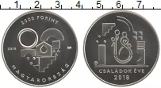 Монета 2000 форинтов Венгрии 2018 года Медно-никель Год Семьи