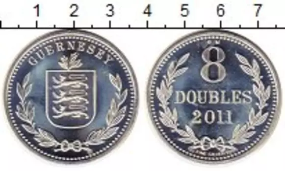Монета 8 дублей Гернси 2011 года Серебро Паттерн