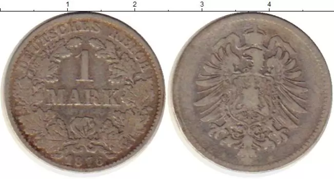 Монета марка Германии 1876 года Серебро A