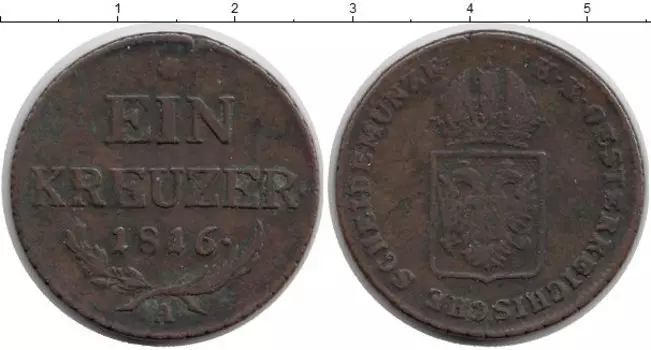 Монета крейцер Австрии 1816 года Медь А