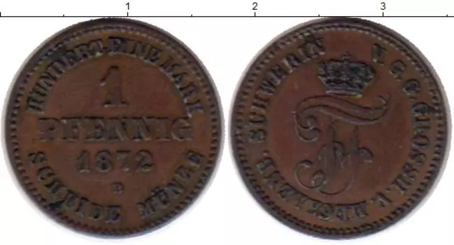 Монета пфенниг Мекленбург-Шверина 1872 года Медь В
