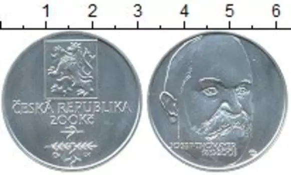 Монета 200 крон Чехии 2003 года Серебро Йозеф Томайер