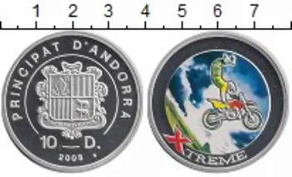 Монета 10 динерс Андорры 2008 года Серебро Цифровая печать
