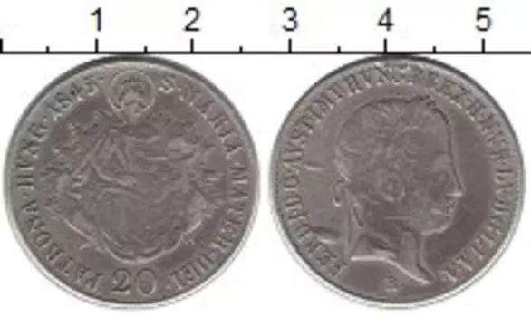 Монета 20 крейцеров Венгрии 1845 года Серебро Фердинанд I