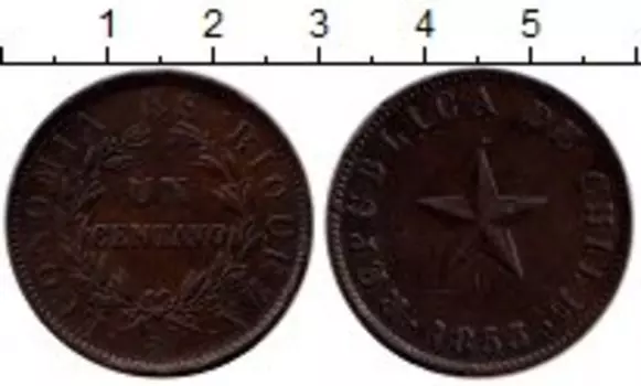 Монета сентаво Чили 1853 года Медь