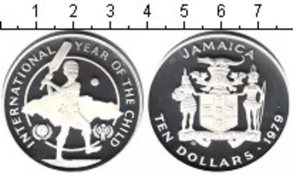 Монета 10 долларов Ямайки 1979 года Серебро Международный год ребенка