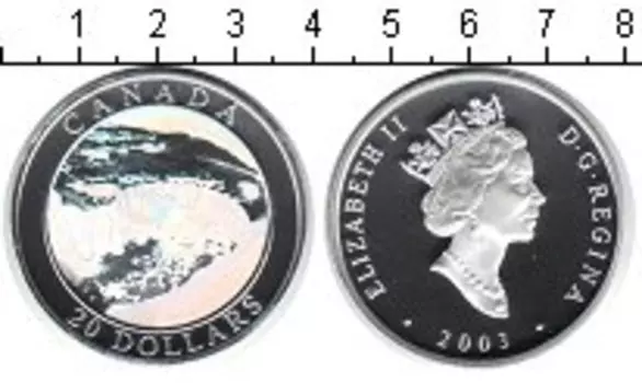 Монета 20 долларов Канады 2003 года Серебро Елизавета II