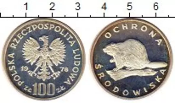 Монета 100 злотых Польши 1978 года Серебро Охрана животного мира