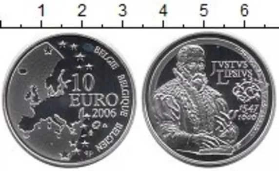 Монета 10 евро Бельгии 2006 года Серебро 400 лет со смерти Юста Липсия