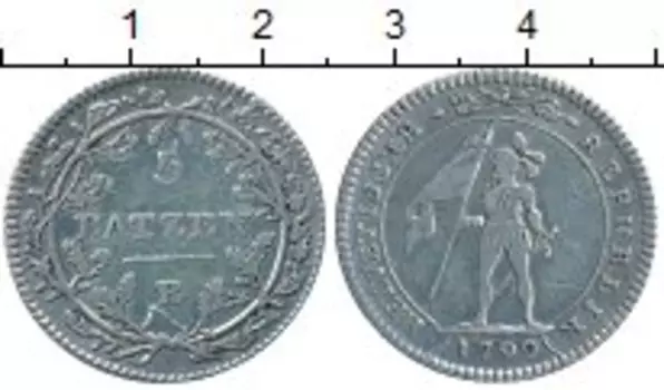 Монета 5 батзен Швейцарии 1799 года Серебро Республика Гельвеция