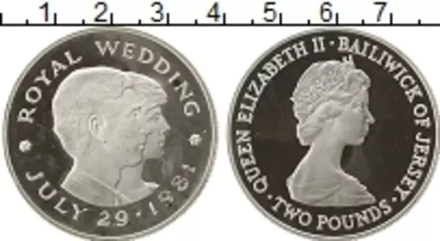 Монета 2 фунта Острова Джерси 1981 года Серебро Елизавета II