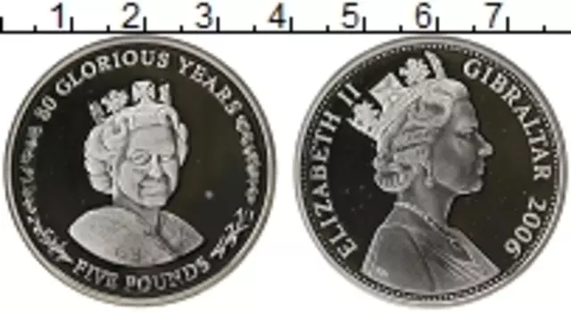 Монета 5 фунтов Гибралтара 2006 года Серебро 80-летие Елизаветы II