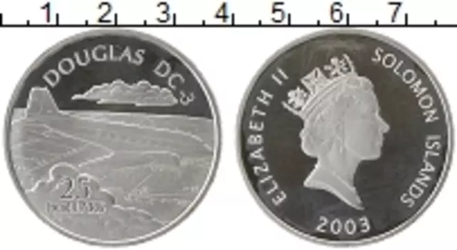 Монета 25 долларов Соломоновых островов 2003 года Серебро Елизавета II