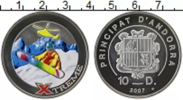 Монета 10 динерс Андорры 2007 года Серебро Экстрим