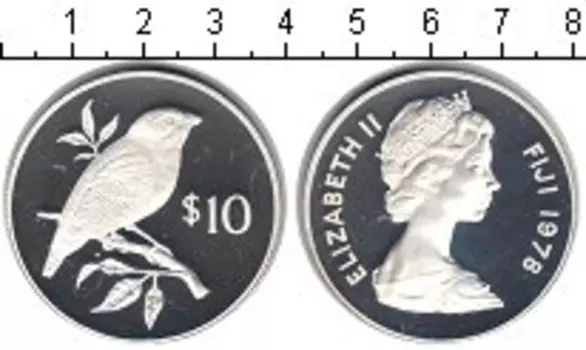 Монета 10 долларов Фиджи 1978 года Серебро Елизавета II